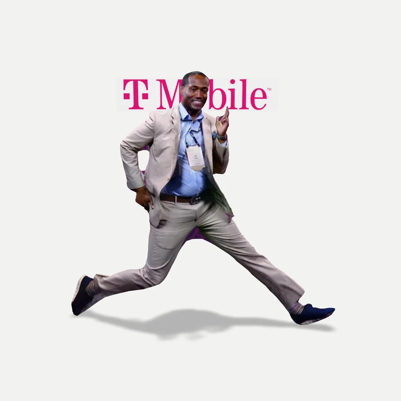 AR Capture 01: the original T-Mobile guest model frozen in a jumping pose